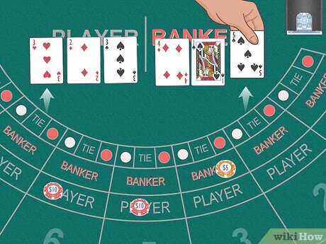 Baccarat cards being dealt - Player versus Banker hand