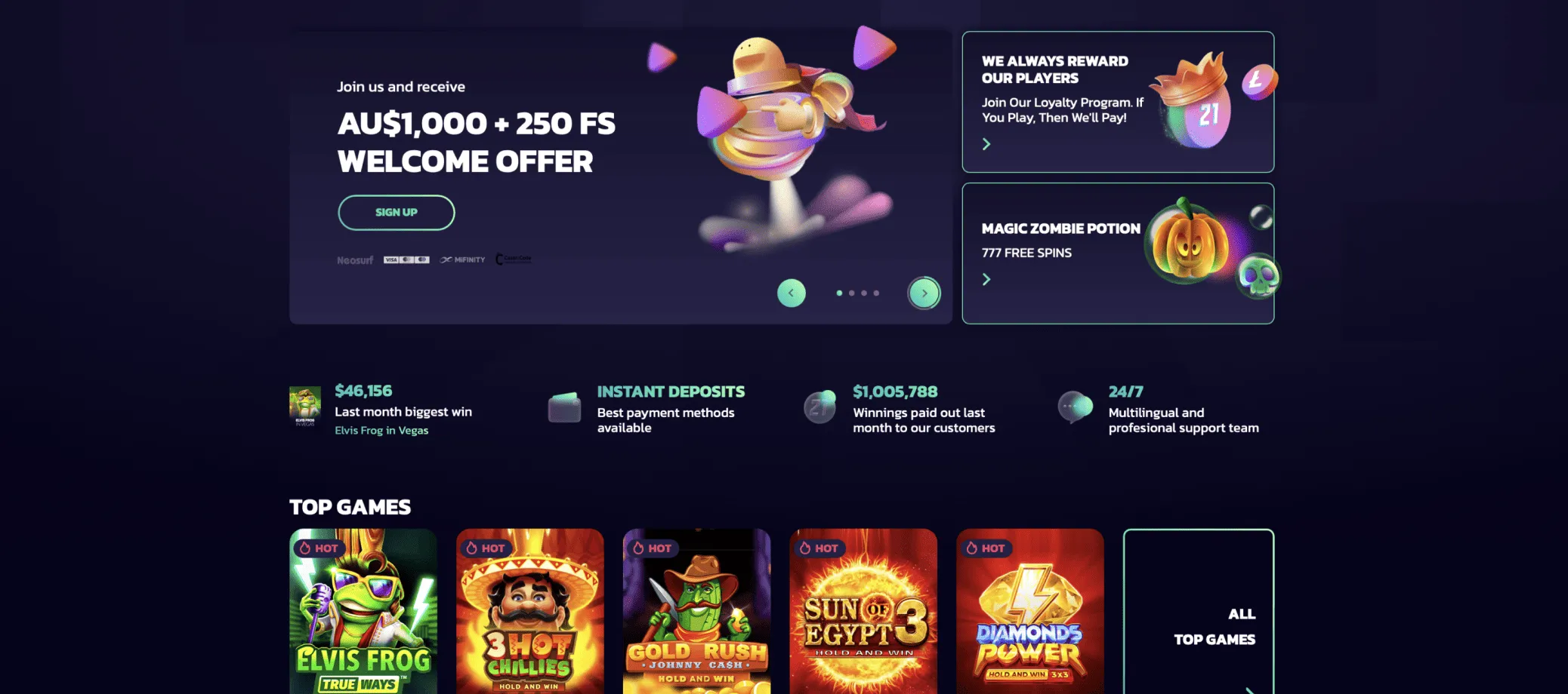 21bit Casino interface