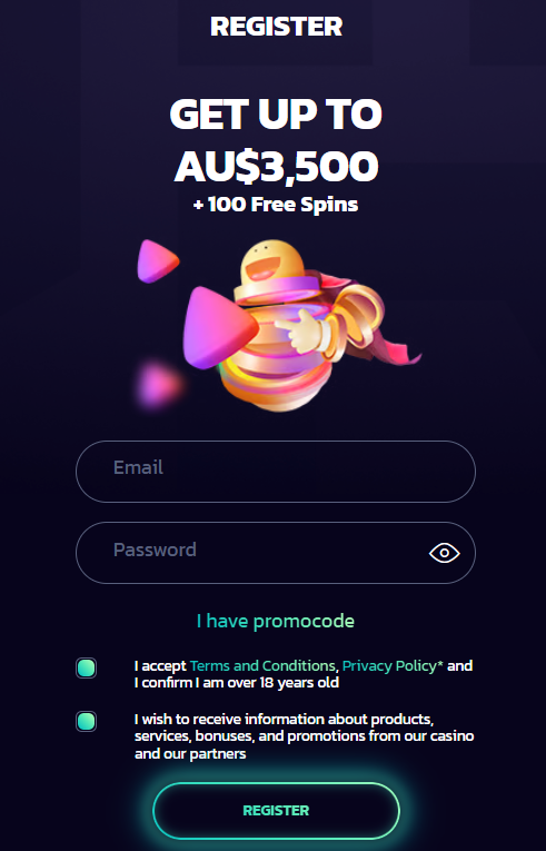 21Bit Casino sign up registration screen