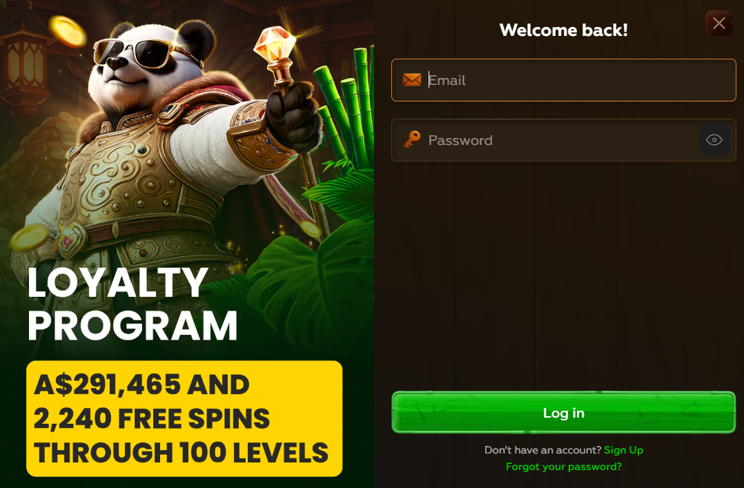 Asino Casino login page