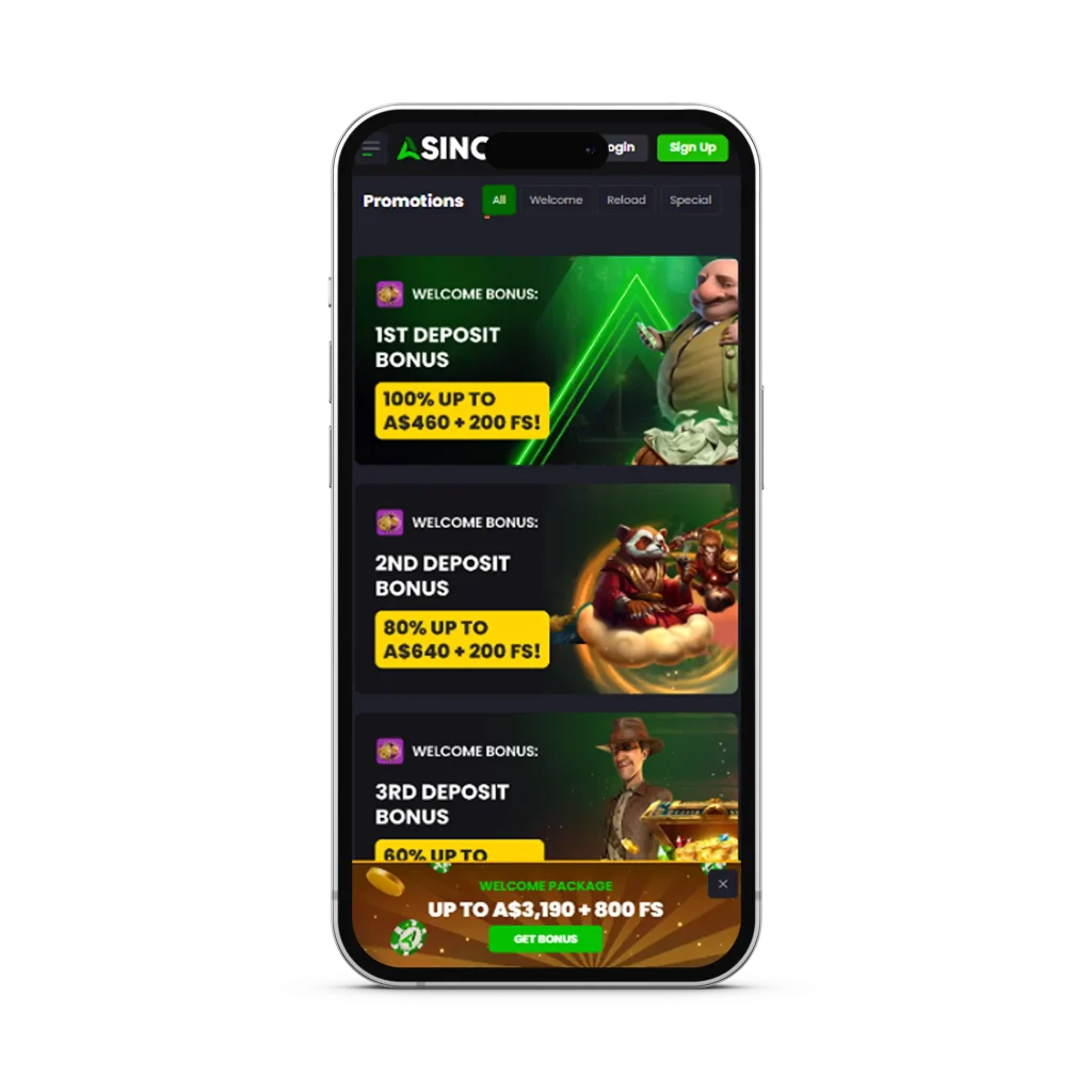 Asino Casino mobile site on iPhone and Android