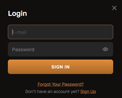 CrownGold Casino login screen