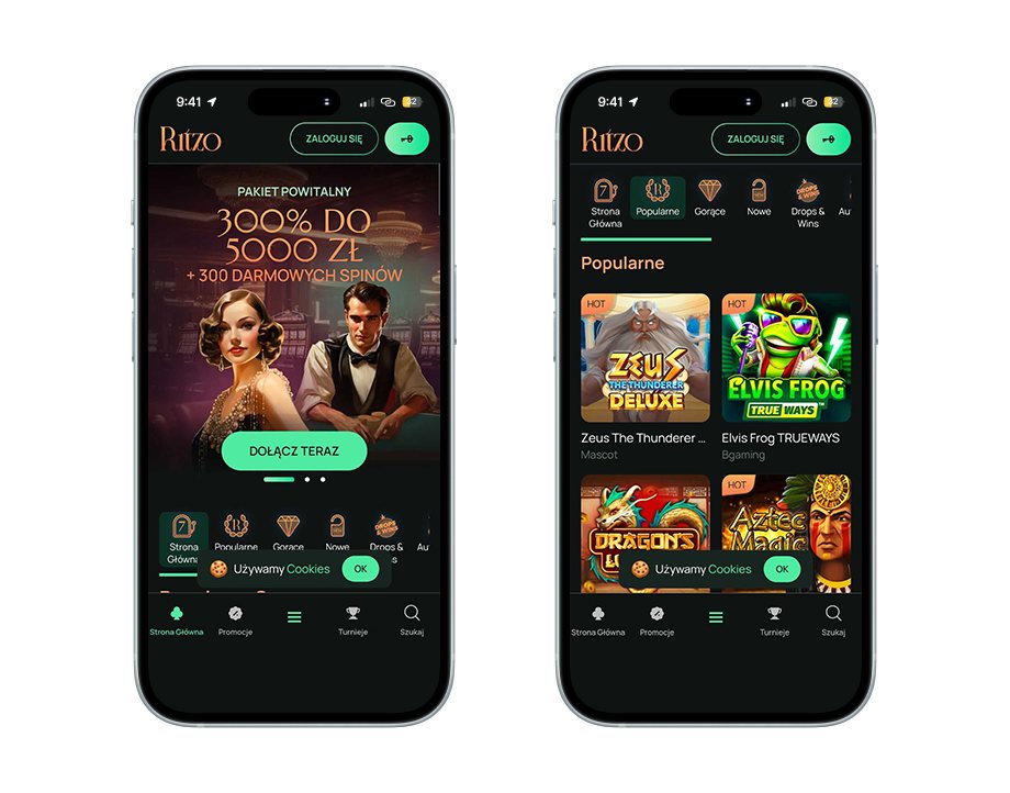 Ritzo Casino mobile site on iPhone