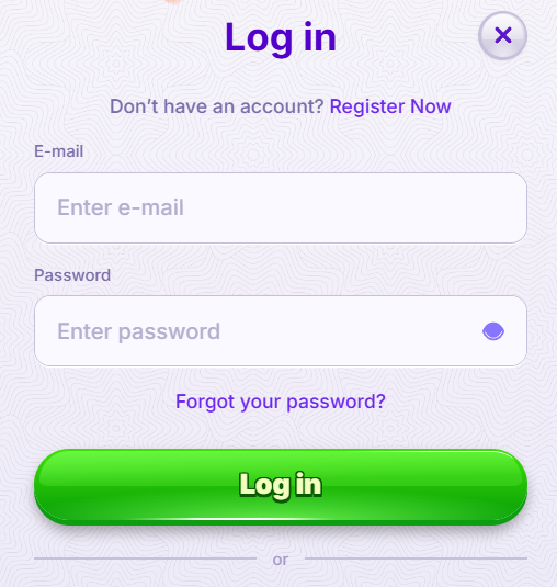 Robocat Casino login screen