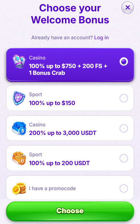 Robocat Casino sign up registration screen