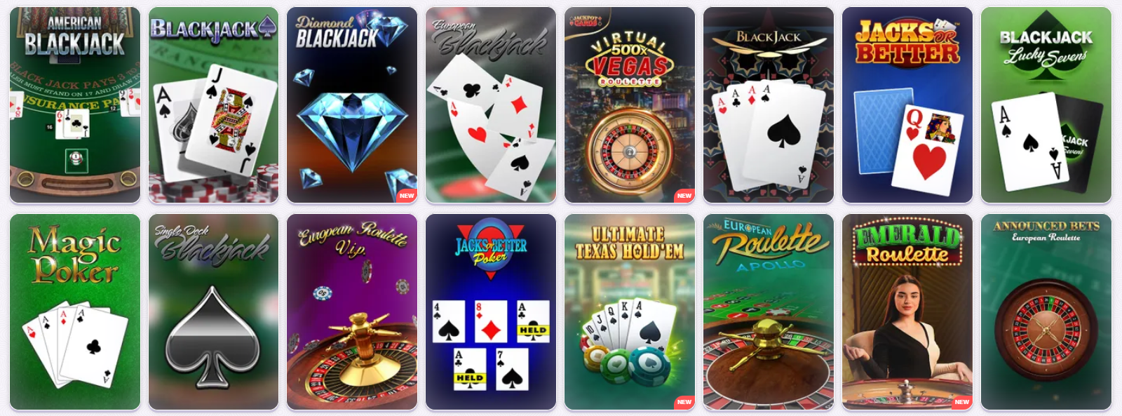 Robocat Casino table games section